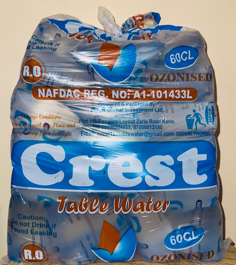 Crest Water table water 60cl - Packaged in bags