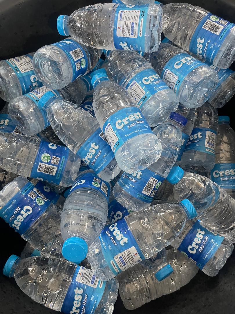 Crest Water bottle label - Product information and branding